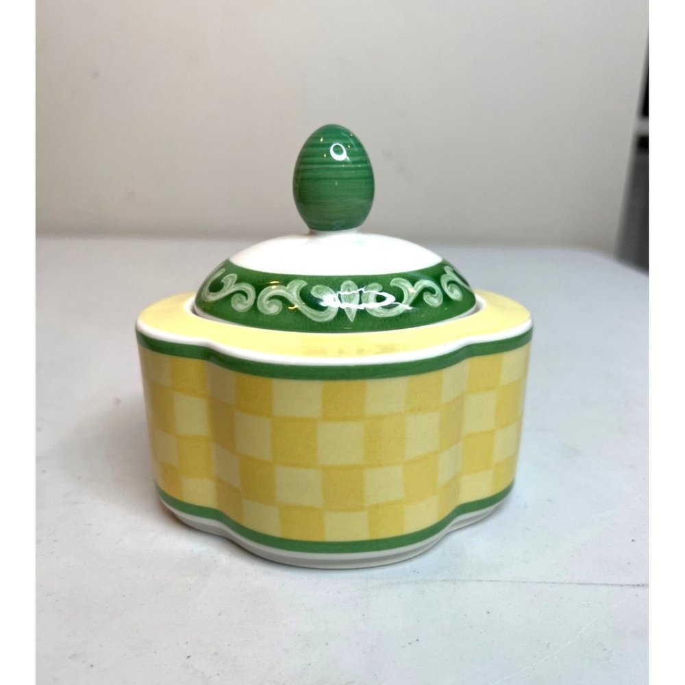 Villeroy Boch SWITCH 7 SUMMERHOUSE Cream Pitcher Sugar Bowl Set Yellow Green - Picture 4 of 12